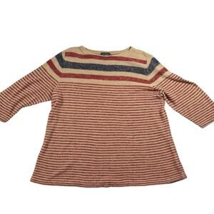 Ralph Lauren Linen Cotton Sweater 3XL Striped Red Blue Beige Lightweight Knit
